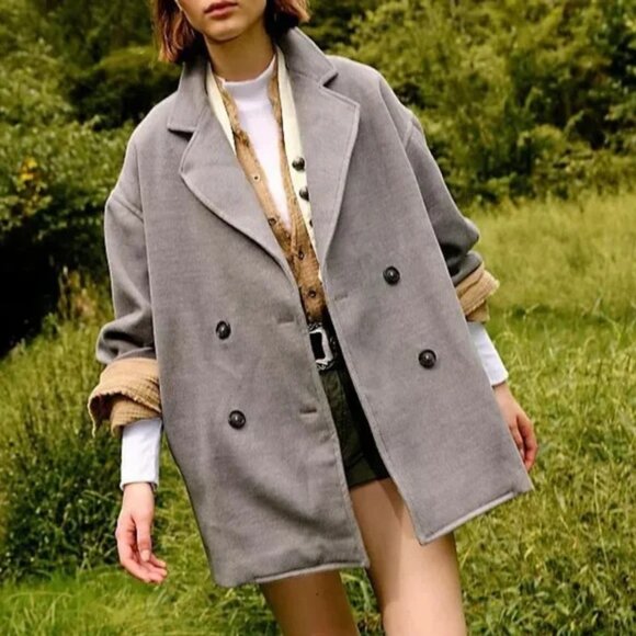 Free People Gray Hannah Oversized Blazer‎ Jacket Size XS - Picture 1 of 11
